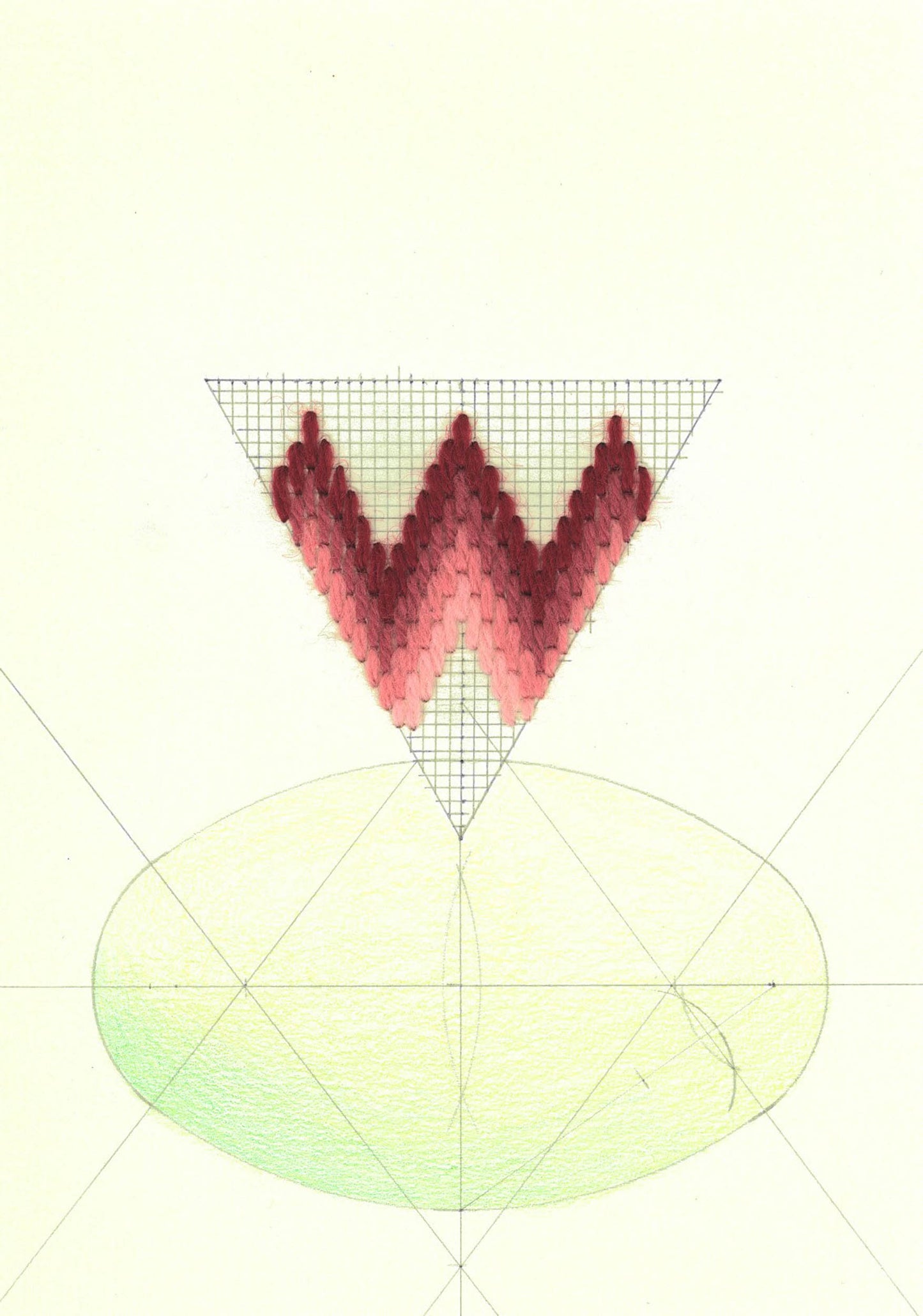 Cecilia Charlton Bargello Triangle (Pink on Green)