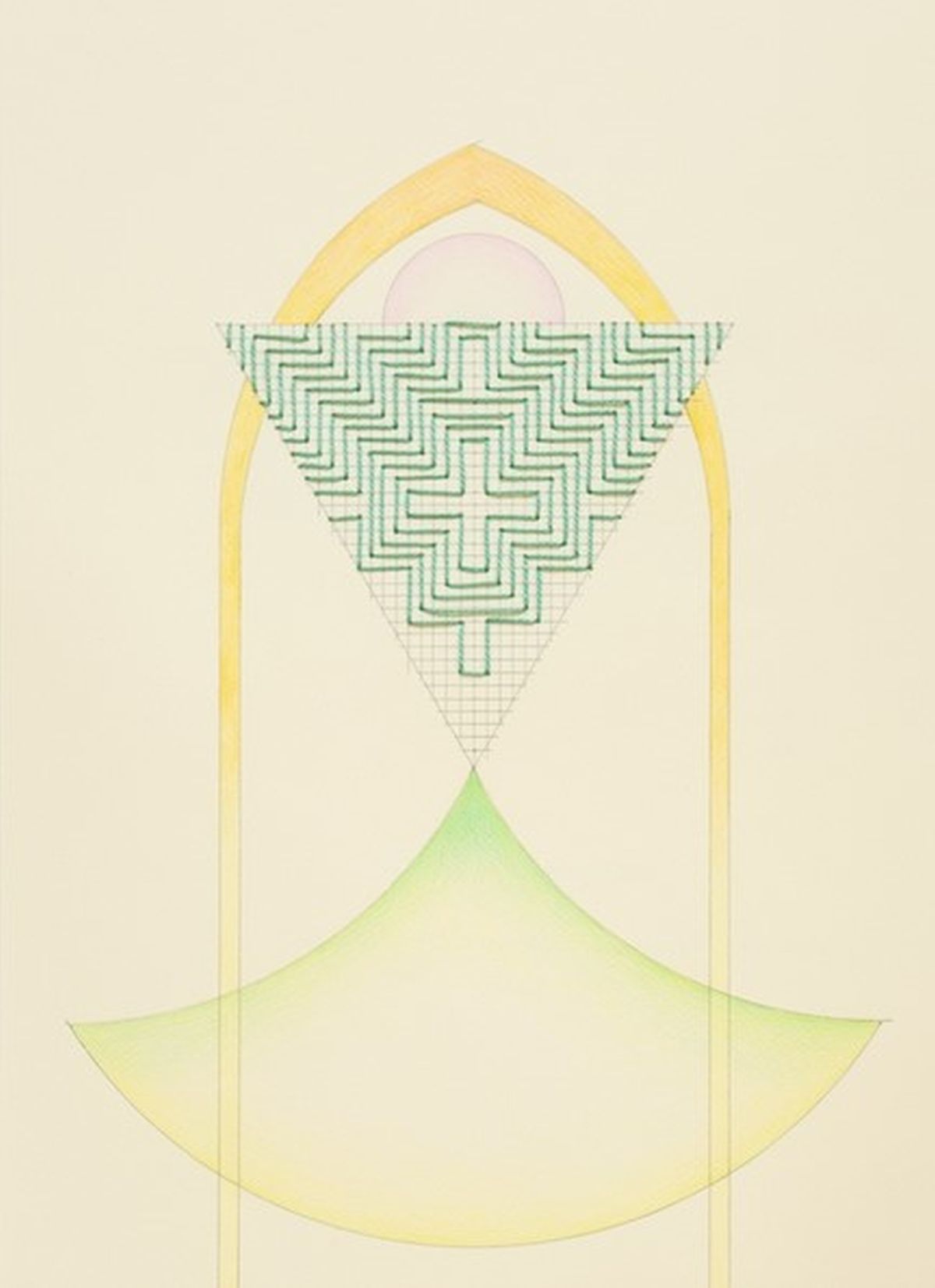 Cecilia Charlton Sashiko Triangle Green on Yellow
