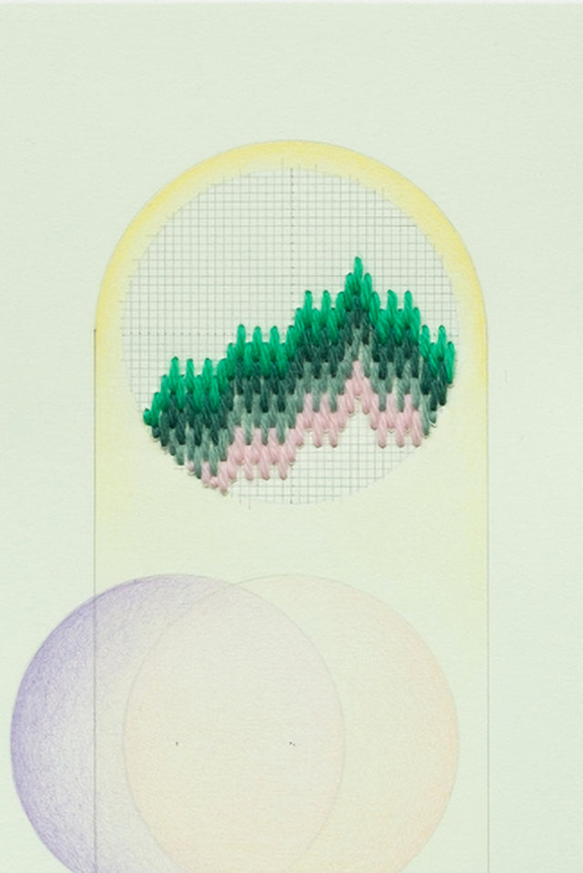 Cecilia Charlton Bargello Circle (Green-Pink on Green)