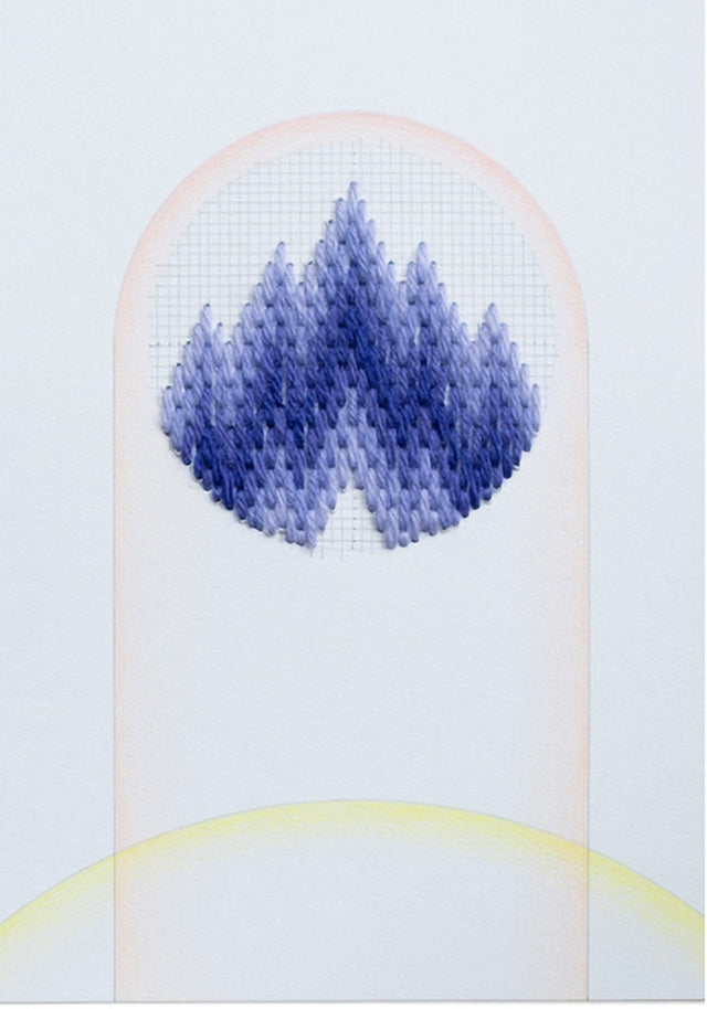 Cecilia Charlton Bargello Circle (Purple on Blue)