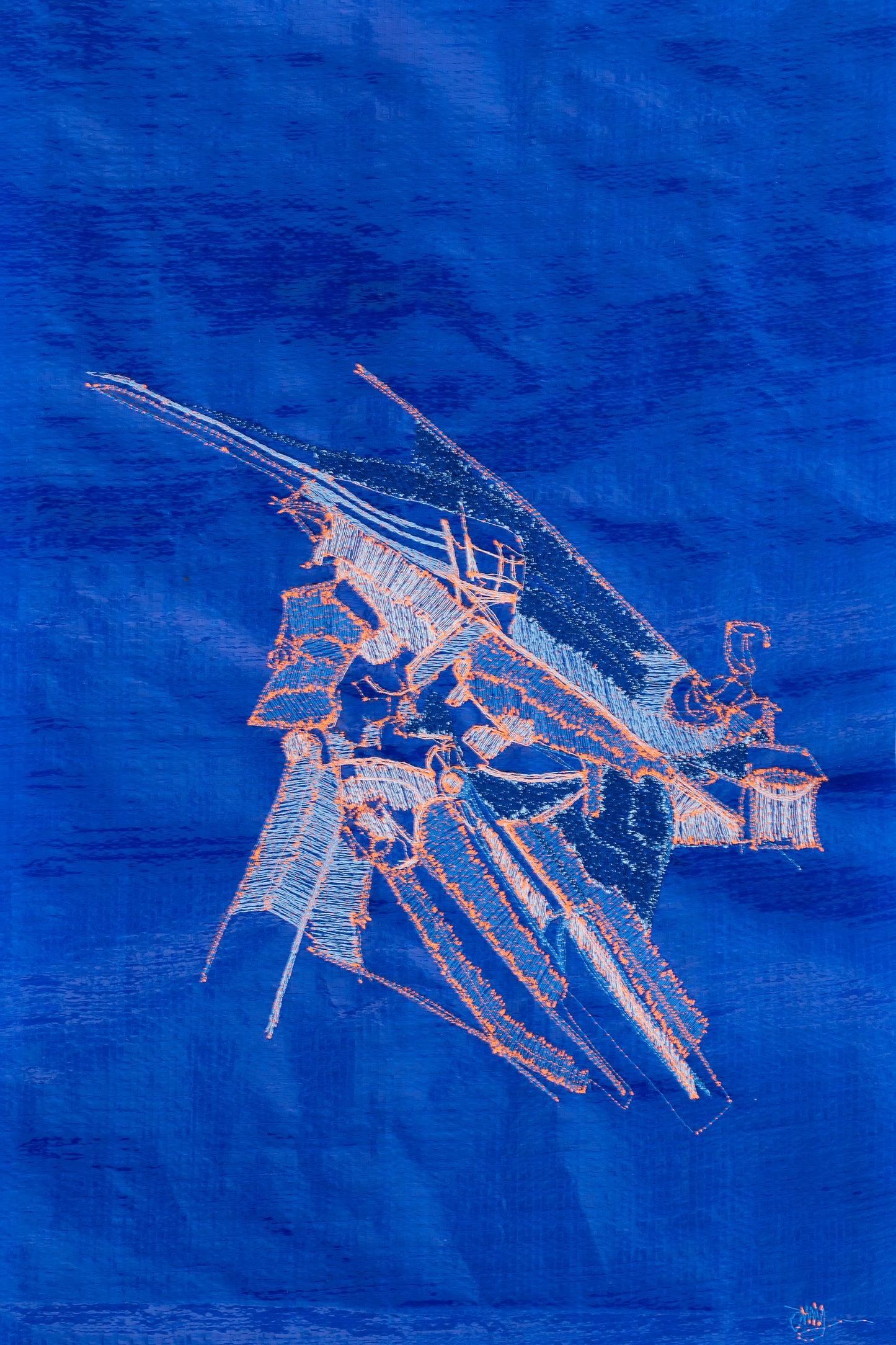 Amy Rusch Ocean Contour in Orange and Blue II