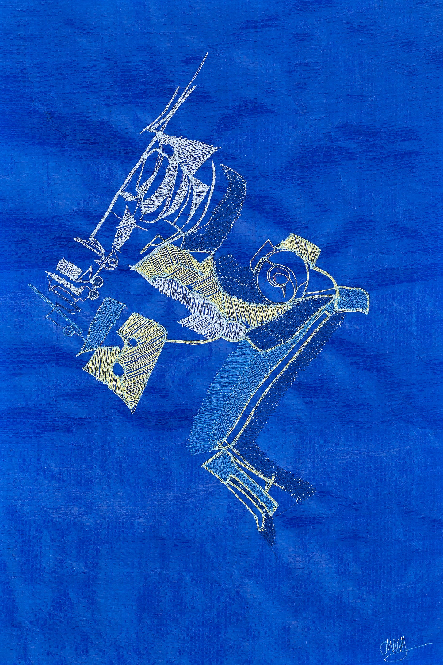 Amy Rusch Ocean Contour in Yellow and Blue I