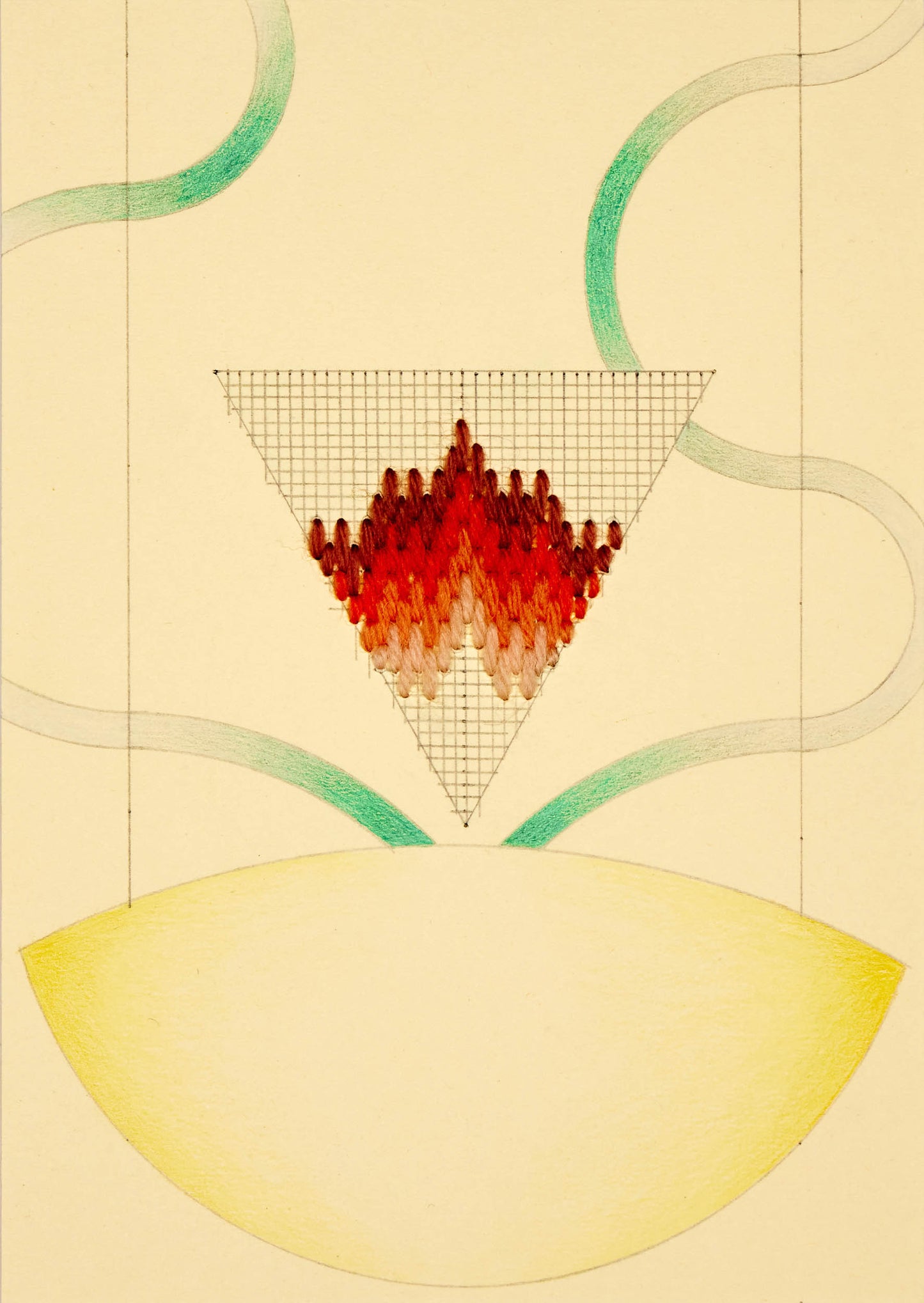 Cecilia Charlton Bargello Triangle (Brown, Orange, Peach on Peach)