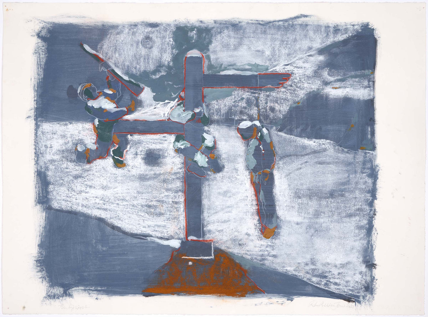 Peter Jones The Signpost 52x84cm Indian Ink Acrylic Pastel Gouache Conte 2021