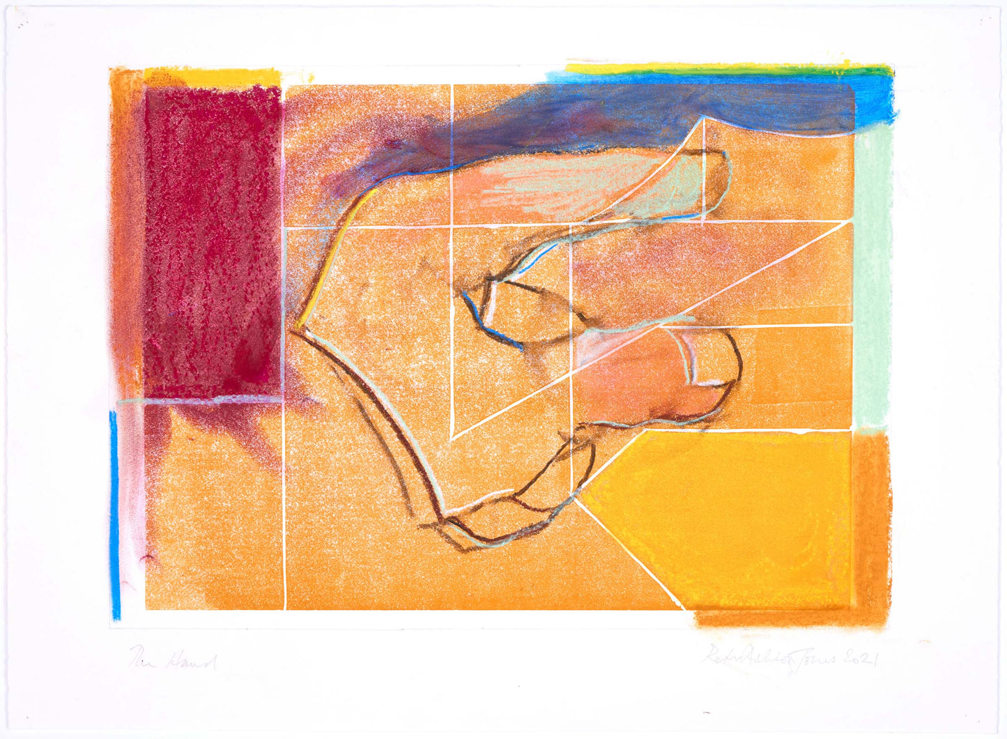 Peter Jones The Hand30x42cm Charcoalpasteloilstick On Block Print