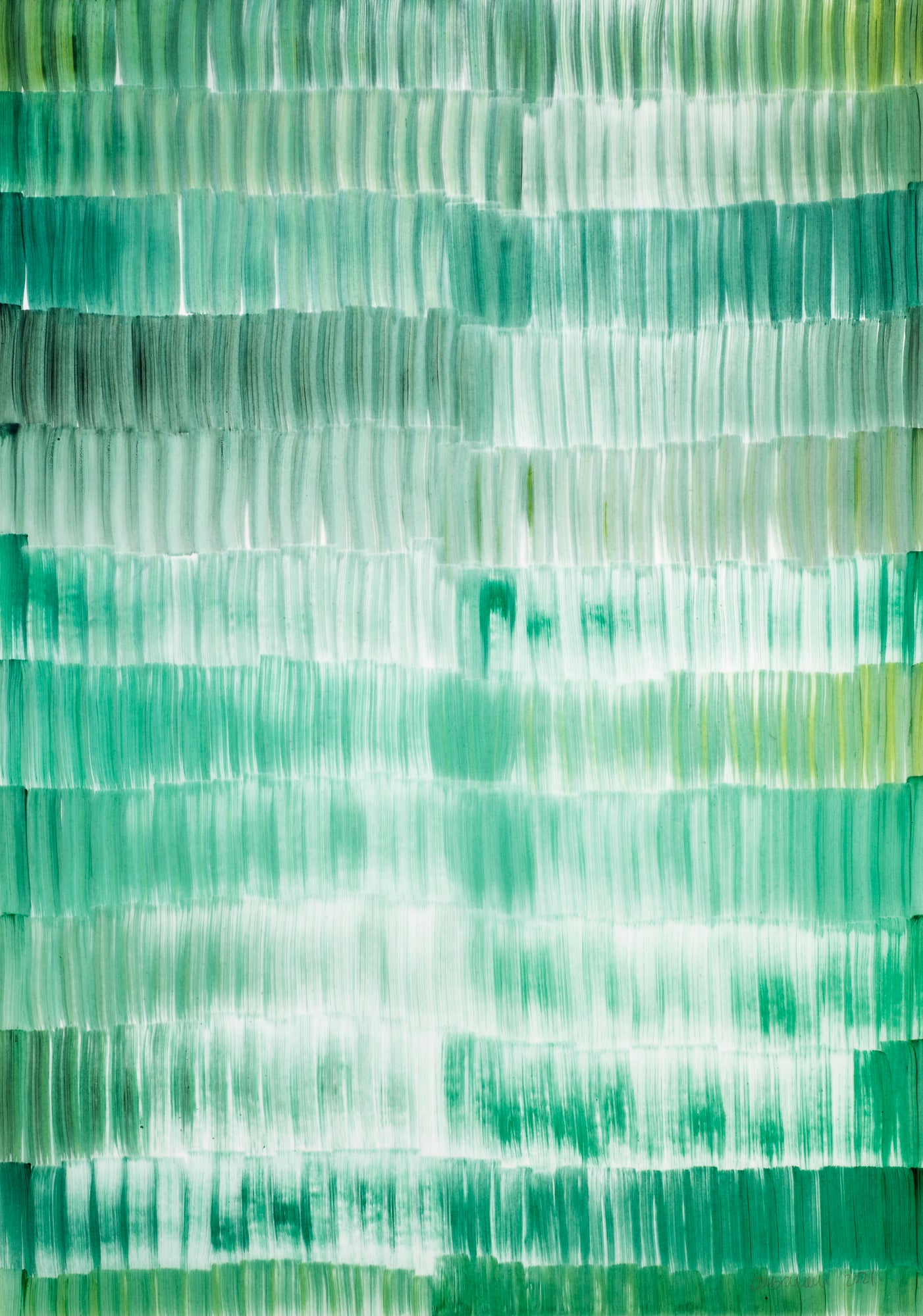 Cathy Abraham Ghosts in Greens and Sage Overlapping