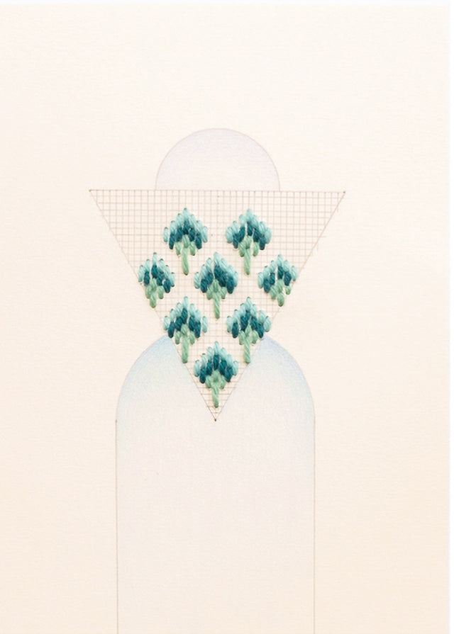 Cecilia Charlton Bargello Triangle (Teal on Peach)