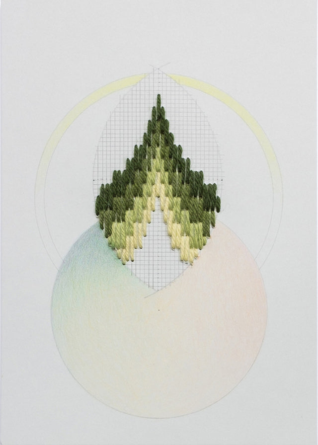 Cecilia Charlton Bargello Vesicle Piscis (Green on Grey)
