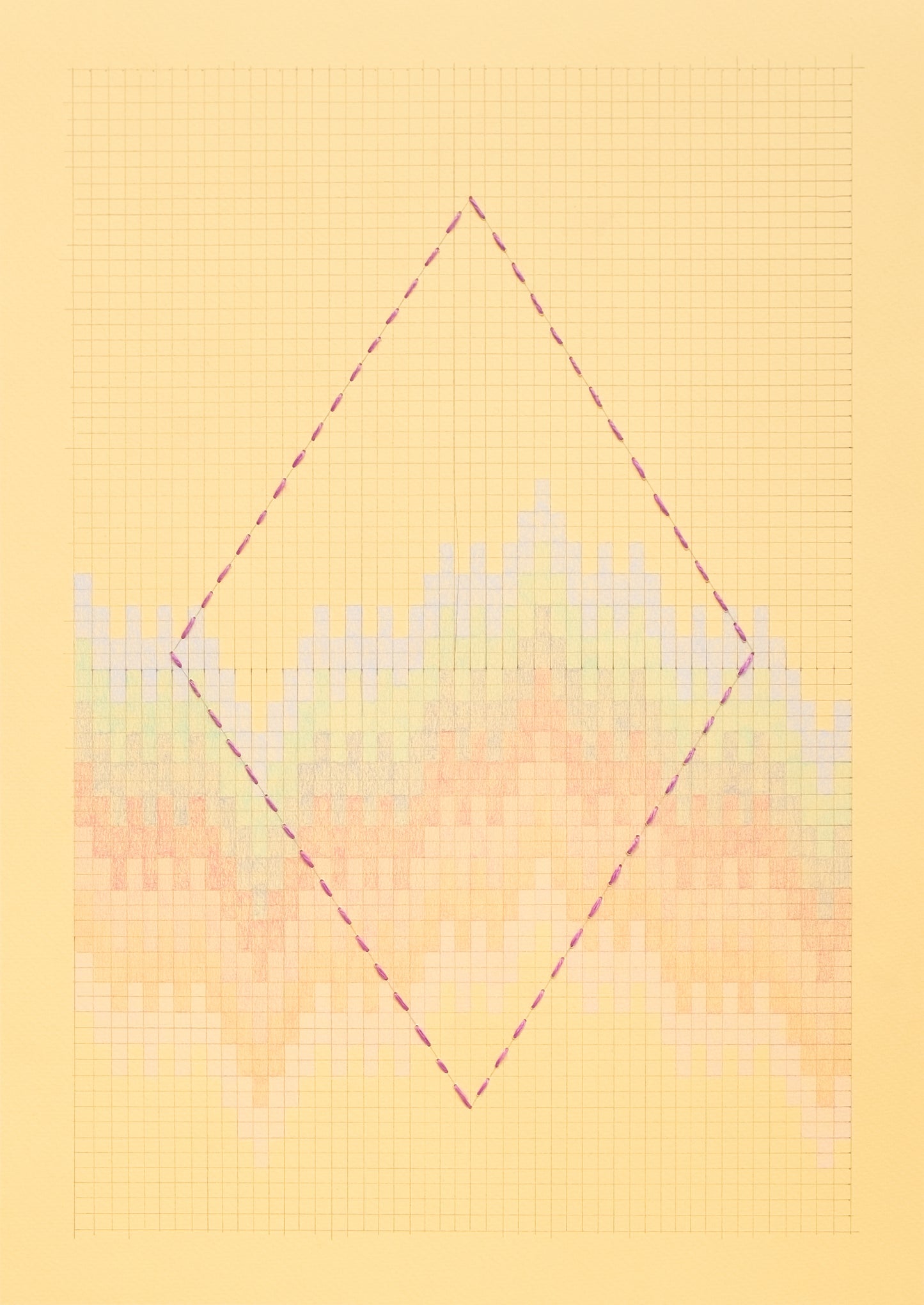 Cecilia Charlton Drawn Bargello Purple Diamond on Blue-Peach Northern Lights