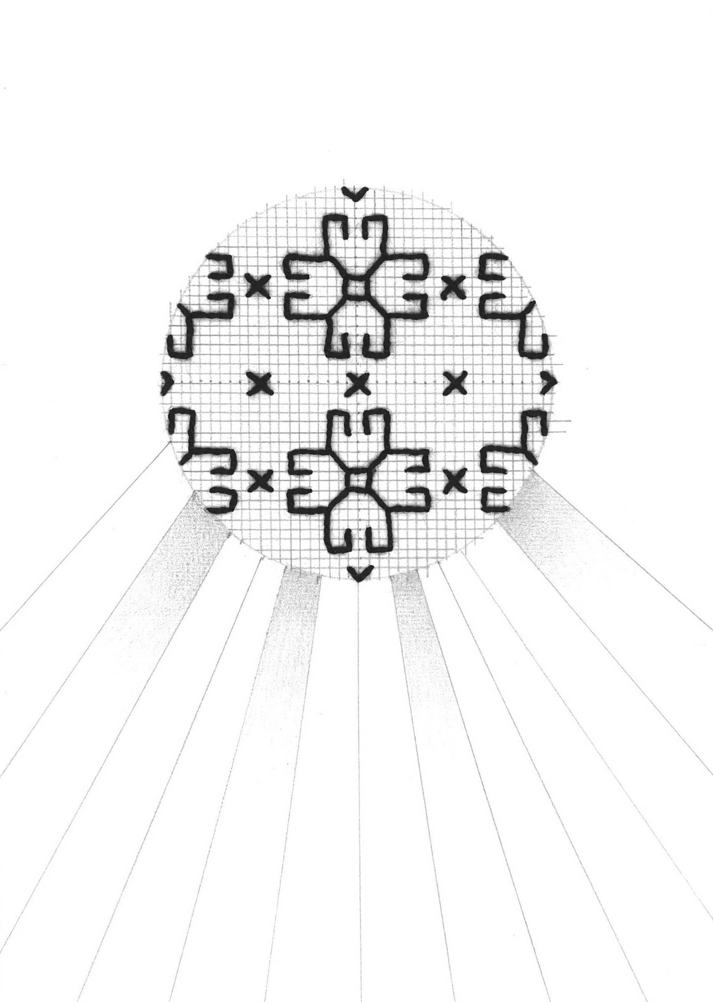 Cecilia Charlton Blackwork Circle (Black on White)