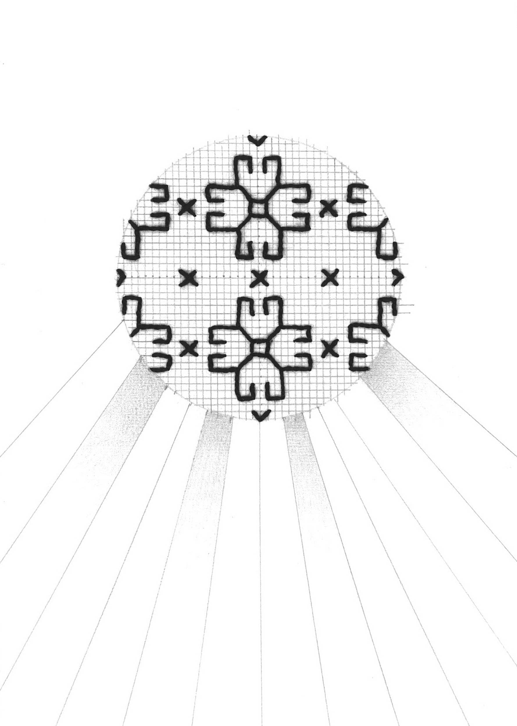 Cecilia Charlton Blackwork Circle (Black on White)