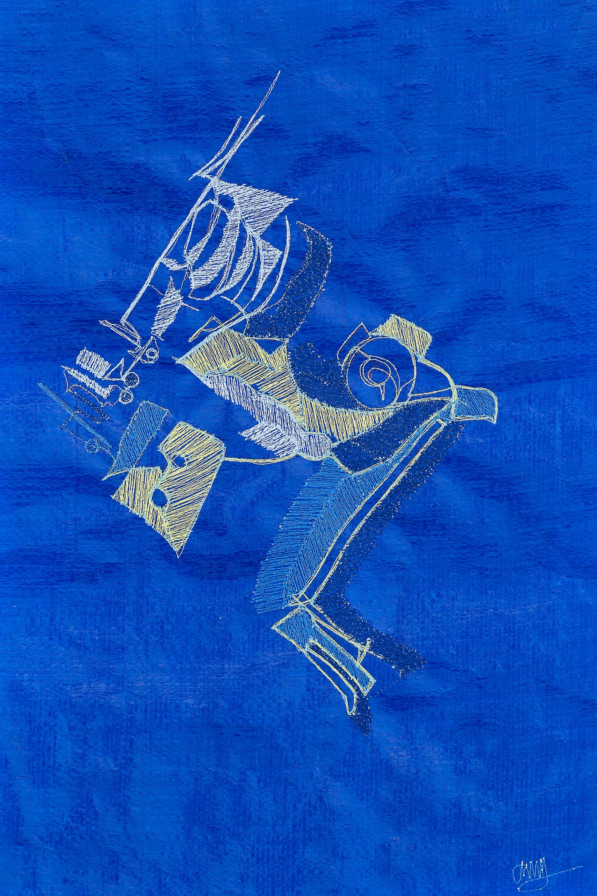 Amy Rusch Ocean Contour in Yellow and Blue I