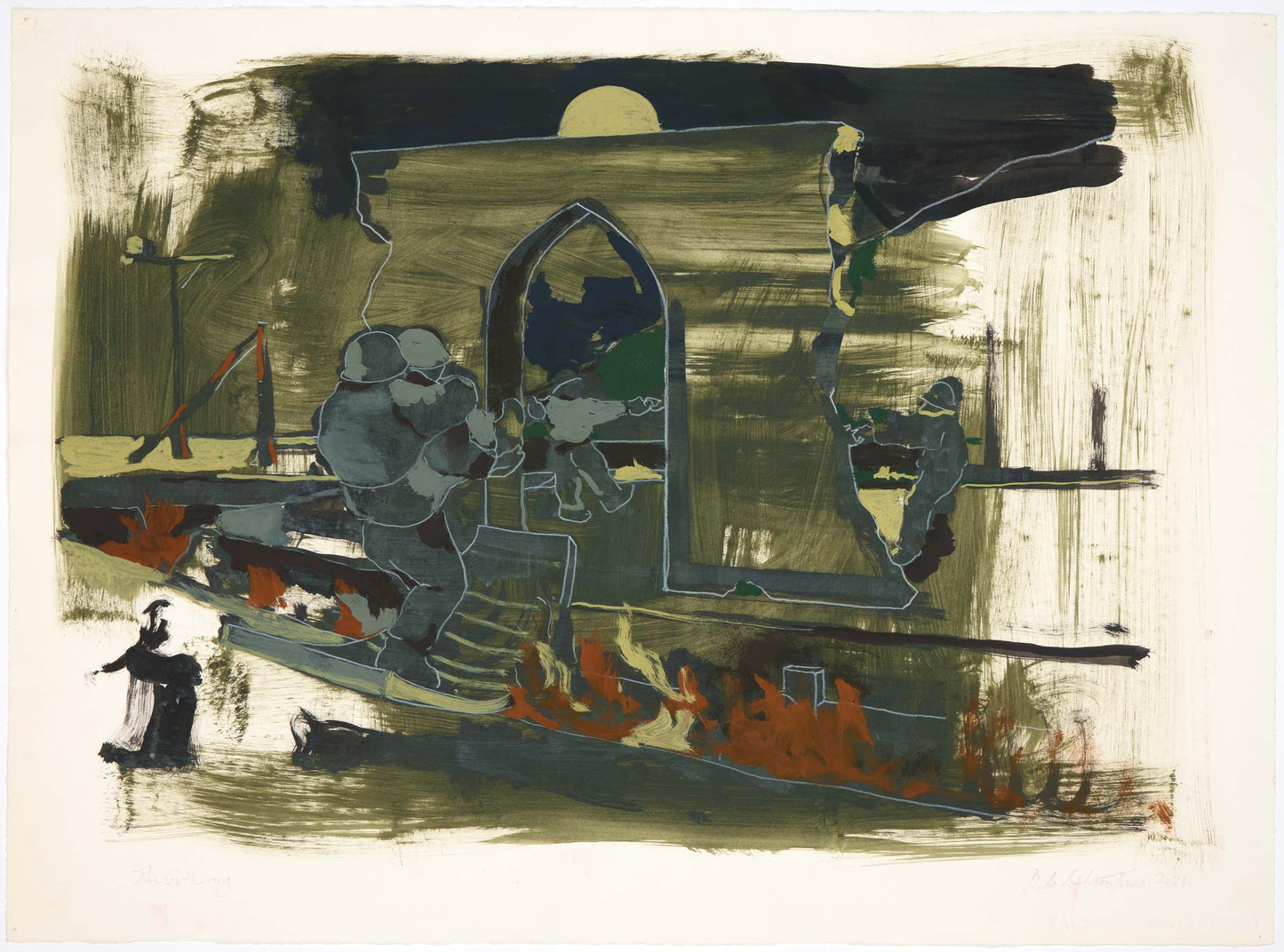 Peter Jones The Gathering 50x71cm Indian Inkacryliccontepencilgoauche2021