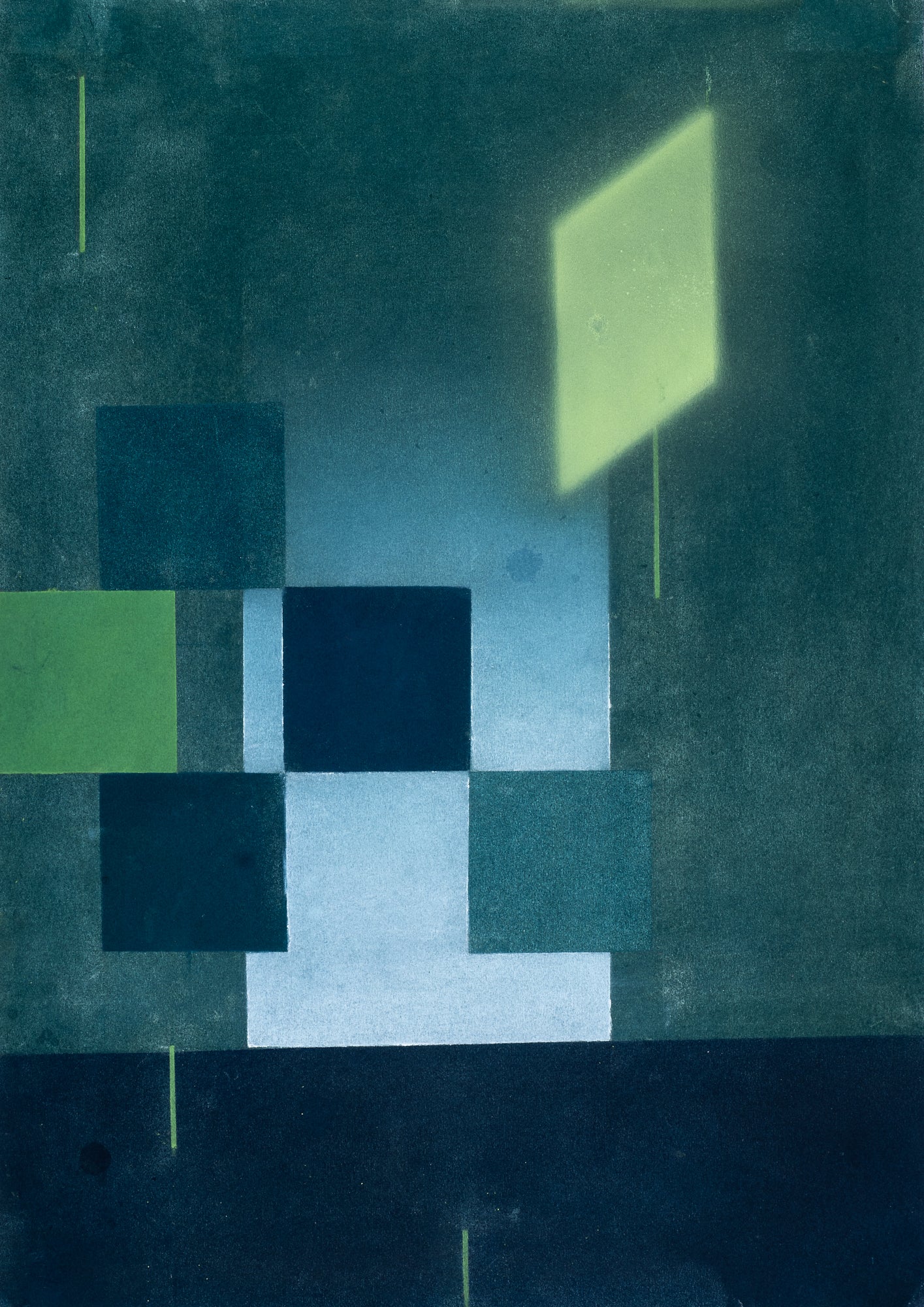 Nicholas Hales Green Blocks in Front of Tower of Light