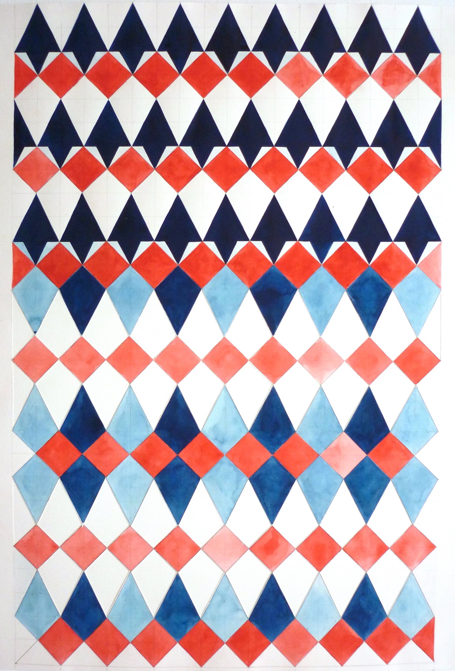 Karolyn Morovati Blue Diamonds and Red Squares
