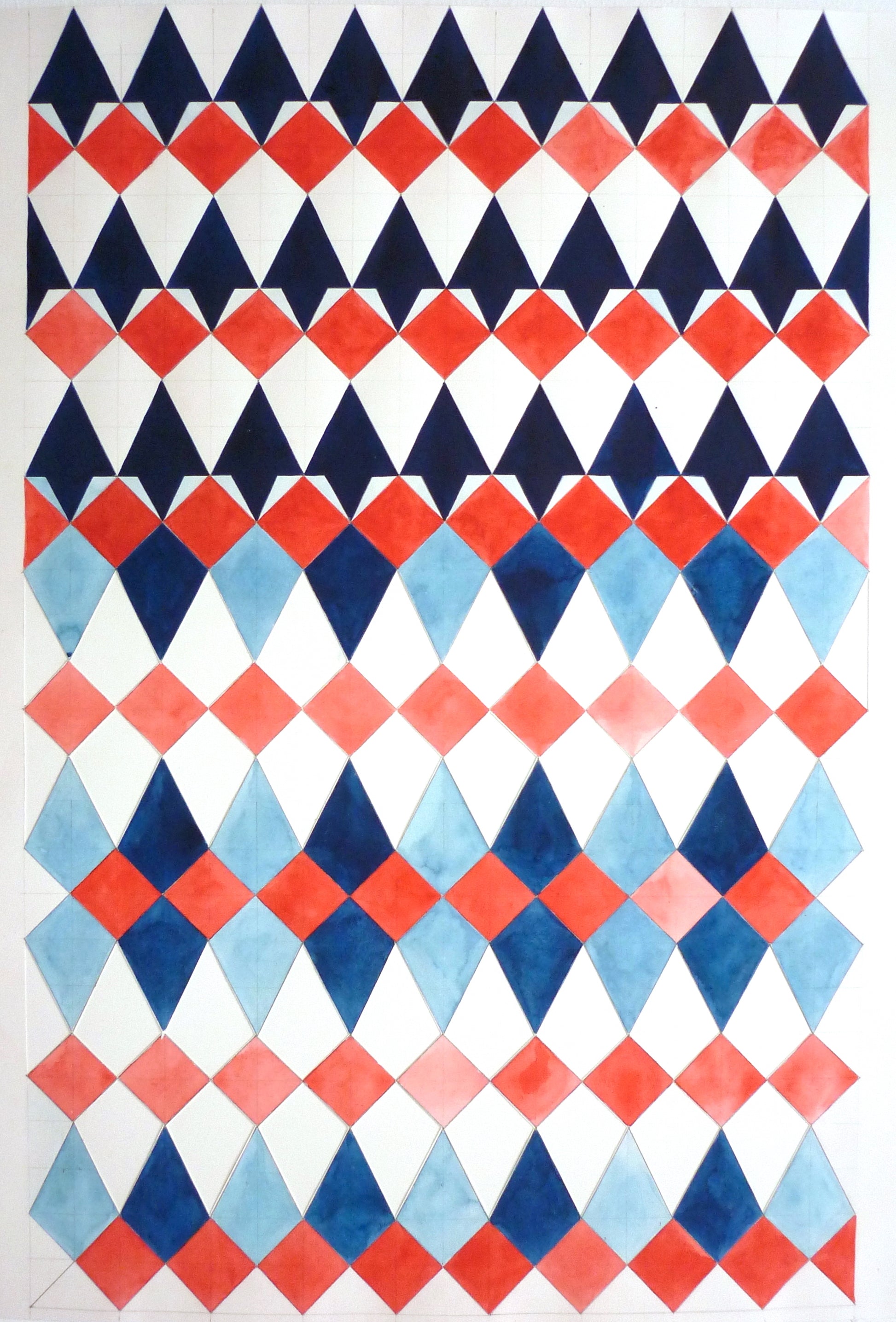 Karolyn Morovati Blue Diamonds and Red Squares