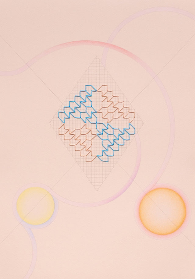 Cecilia Charlton Sashiko Diamond (Blue-Peach on Peach)