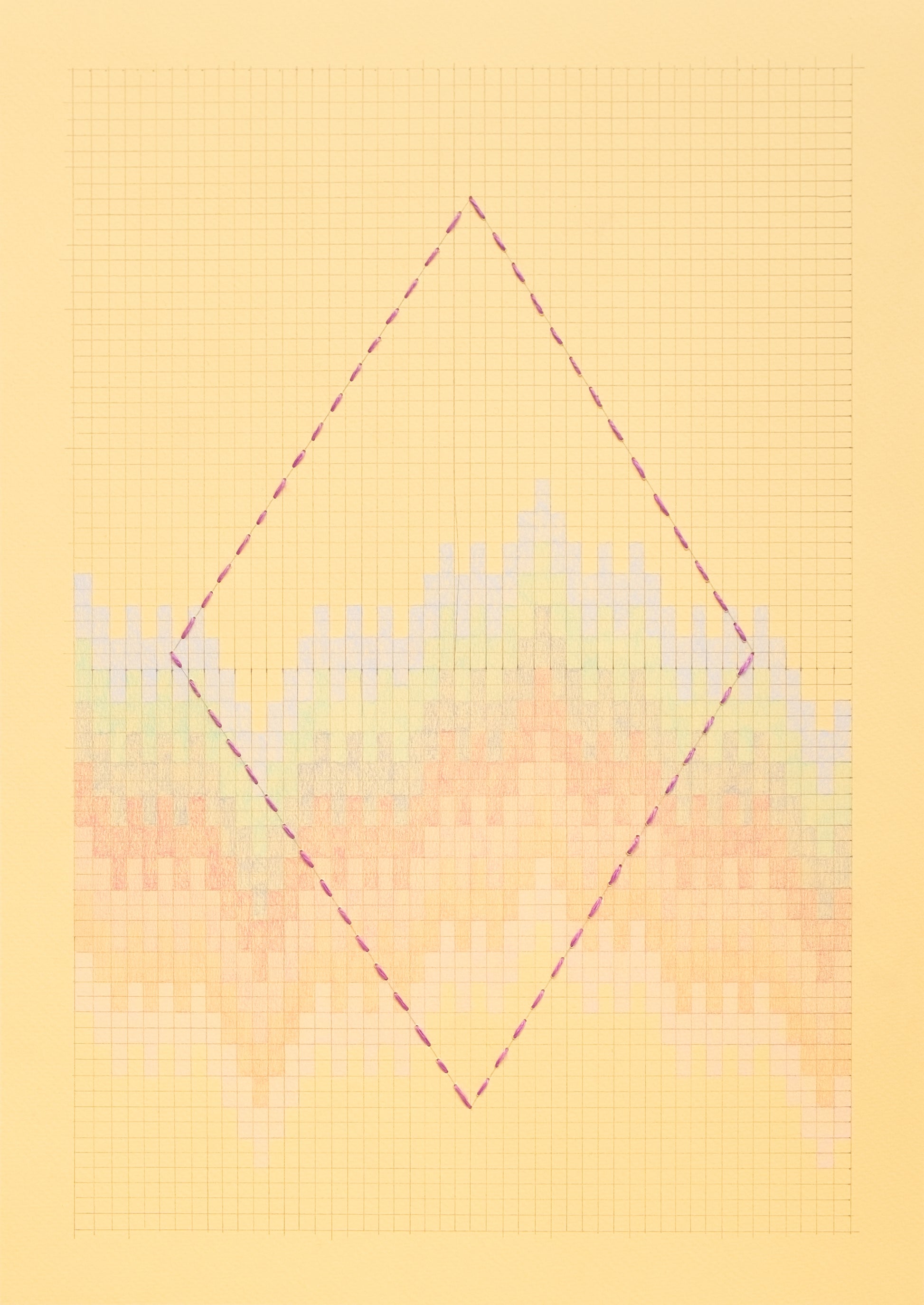 Cecilia Charlton Drawn Bargello Purple Diamond on Blue-Peach Northern Lights