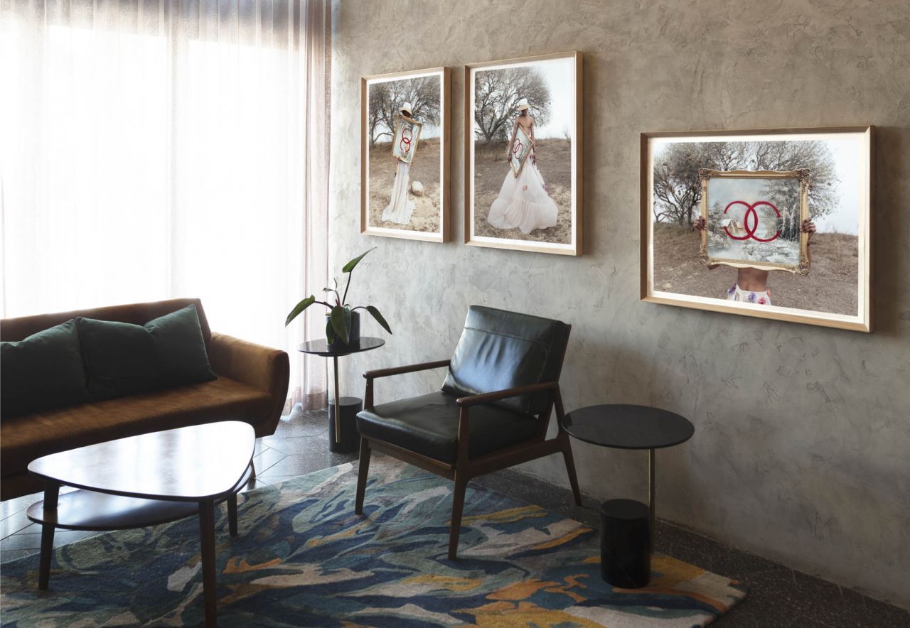 The Bank hotel lounge room with original artworks